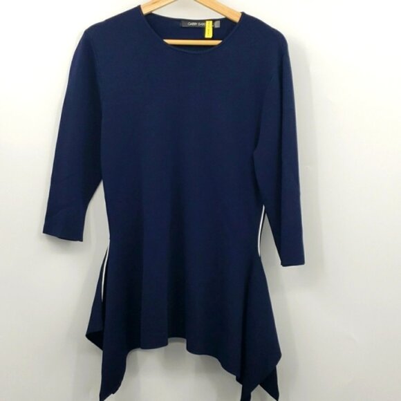 Gabby isabella navy blue longsleeve peplum top size medium - Picture 1 of 5